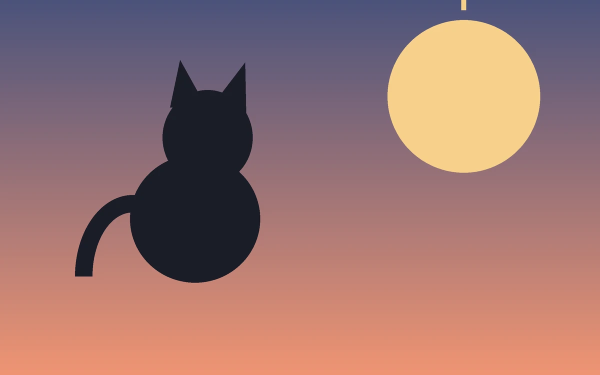 Illustration éditoriale d’un chat au lever du soleil