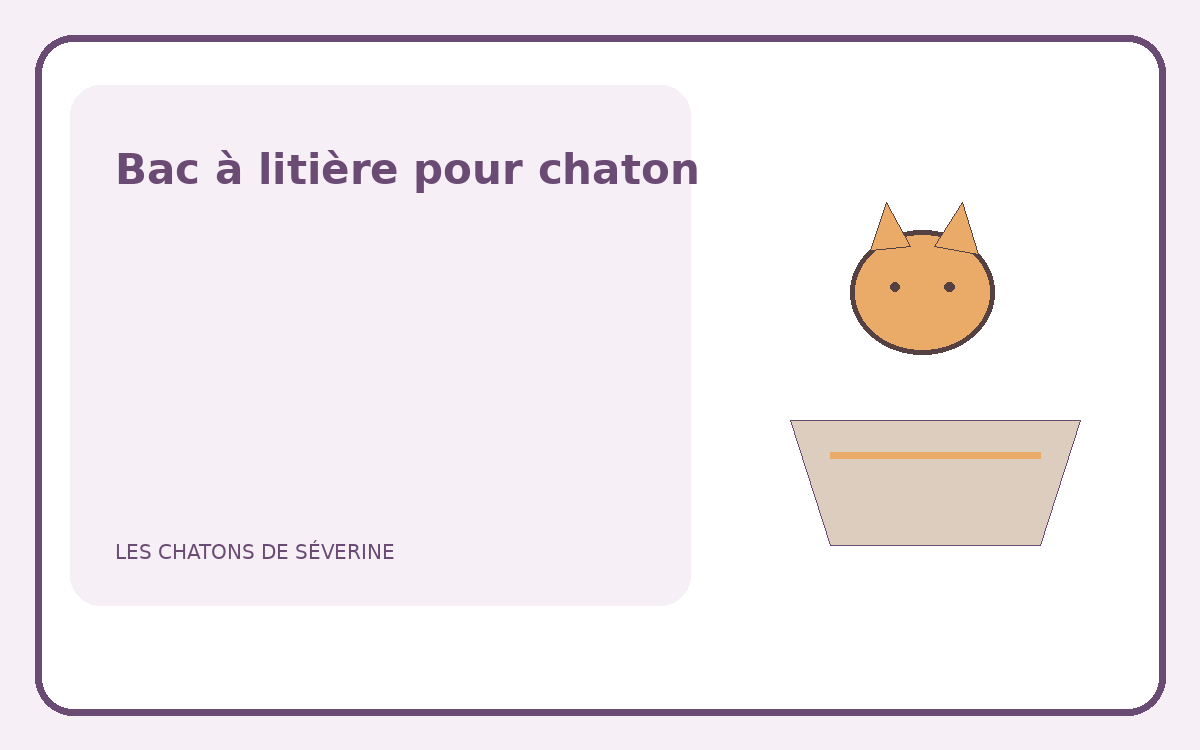 Illustration d’un chaton devant un bac à litière à rebord bas
