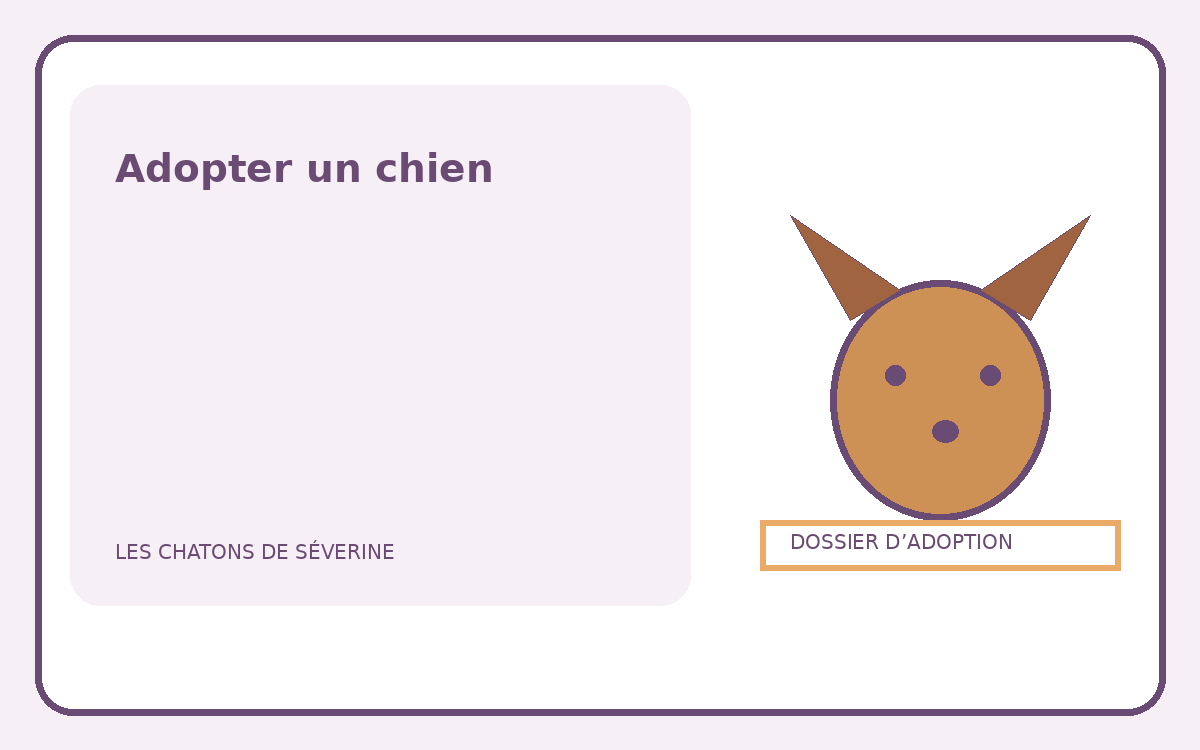 Illustration d’un chien accueilli par une famille avec un dossier d’adoption