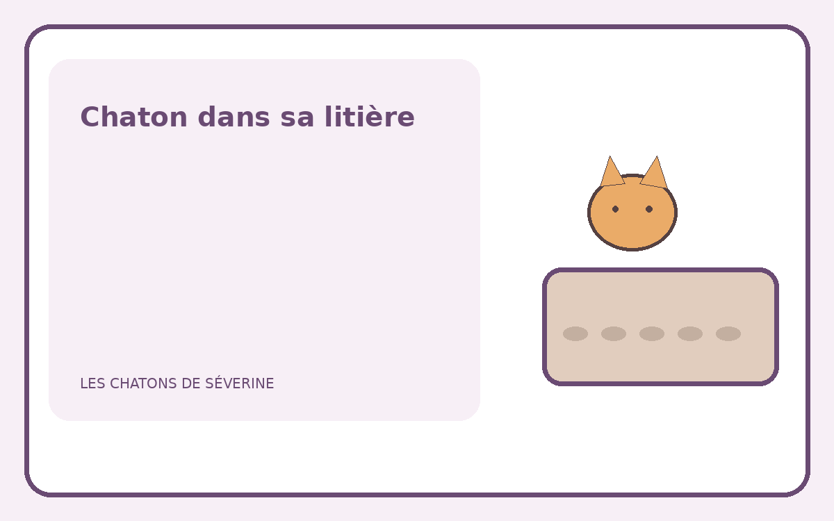 Illustration d’un chaton recroquevillé dans son bac à litière